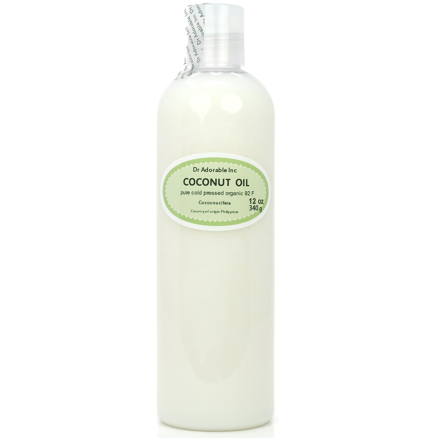 Dr Adorable - 12 oz - Coconut Oil 92 Degree - 100% Pure Natural Organic Cold Pressed Beauty & Personal Care Dr Adorable