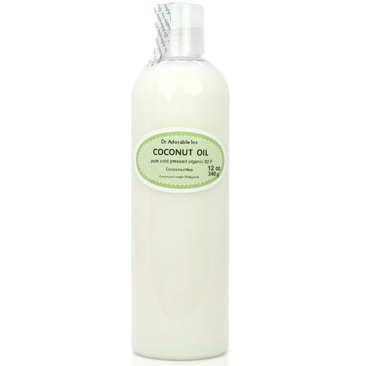 Dr Adorable - 12 oz - Coconut Oil 92 Degree - 100% Pure Natural Organic Cold Pressed Beauty & Personal Care Dr Adorable