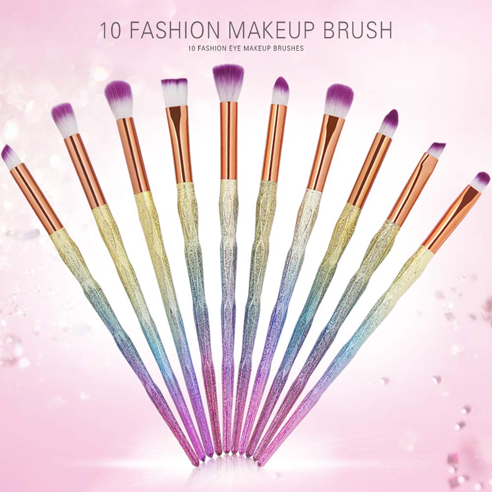 MIPPER 10pcs Diamond Handle Eye Makeup Brushes?Eyebrow Eye shadow Eyeliner Nasal shadow Cosmetics Brush Tool (mix color) Beauty & Personal Care MIPPER