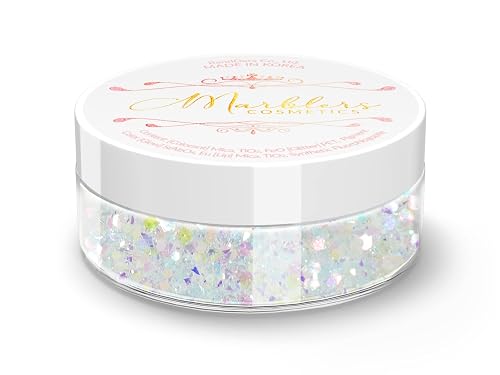 MARBLERS Mixed Shaped Face & Body Glitter [White] 0.18oz (5g) | Chunky | Chopped | Flake | Non-Toxic | Vegan | Cruelty-Free | Festival, Rave & Party Beauty & Personal Care MARBLERS