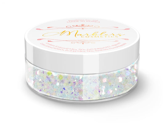 MARBLERS Mixed Shaped Face & Body Glitter [White] 0.18oz (5g) | Chunky | Chopped | Flake | Non-Toxic | Vegan | Cruelty-Free | Festival, Rave & Party Beauty & Personal Care MARBLERS
