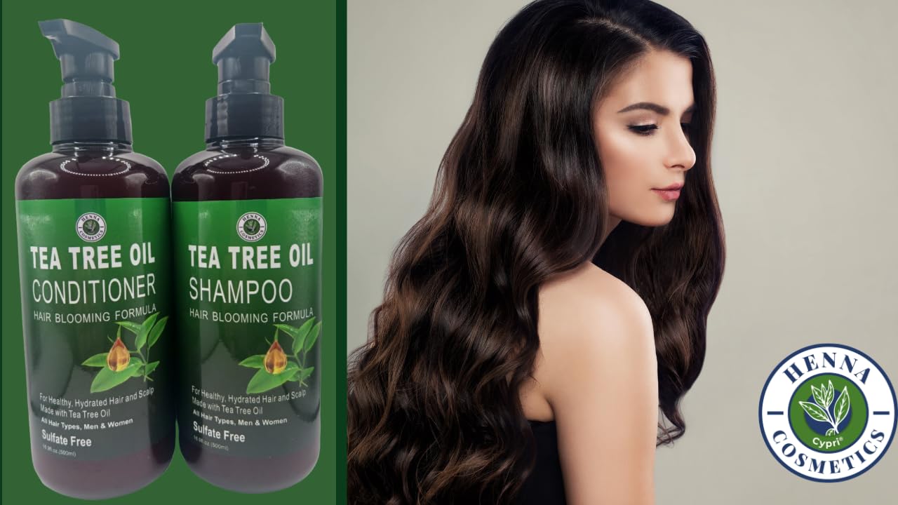 Henna Cosmetics Tea Tree Oil Shampoo & Conditioner Kit, Sulfate Paraben Free, 16.9 fl oz Beauty & Personal Care HENNA COSMETICS CYPRI