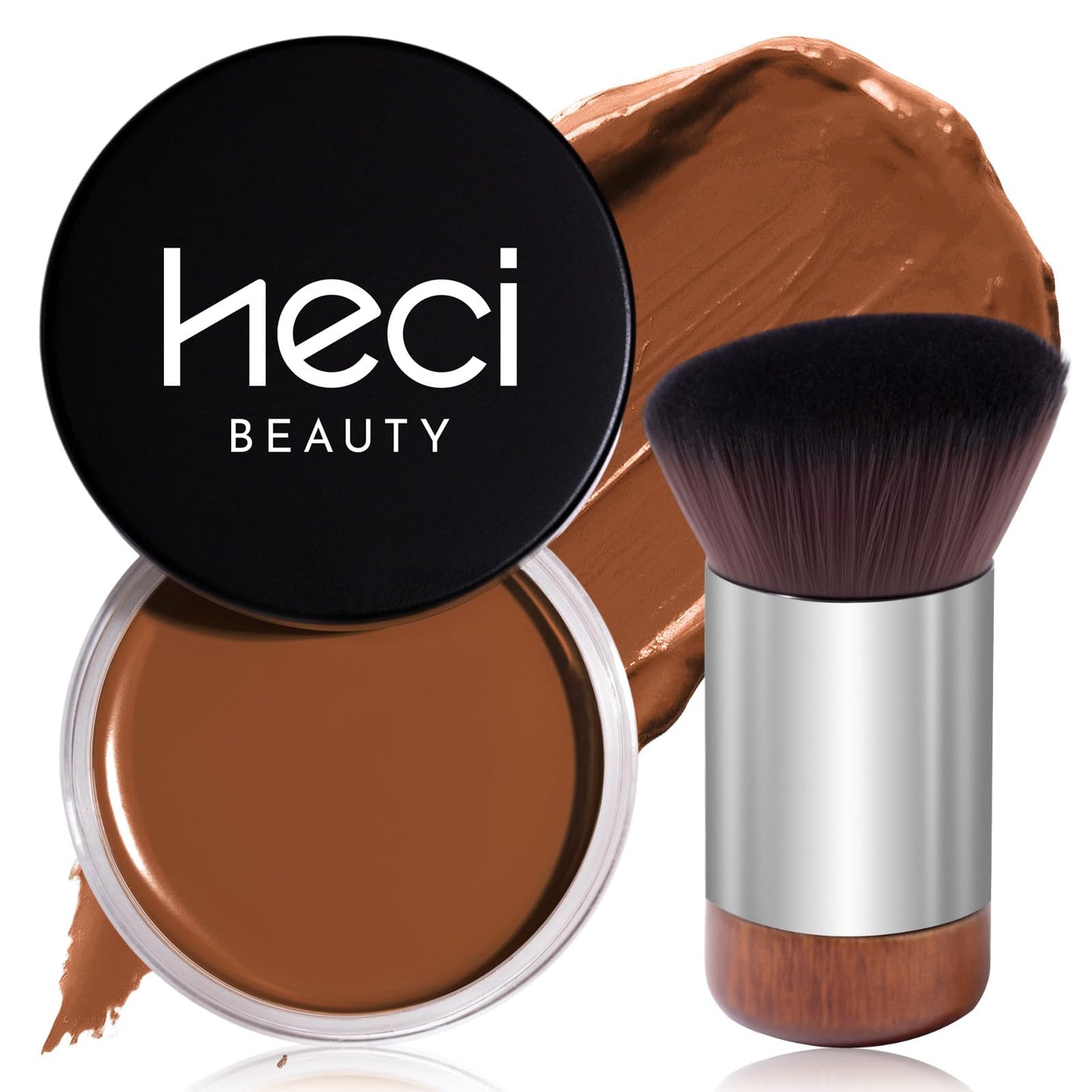 HECI BEAUTY Cream Bronzer with Brush, Creamy & Highly Pigmented Formula, Blendable Cream Contour Makeup with a Natural, Matte Finish - Buildable Beauty & Personal Care HECI BEAUTY