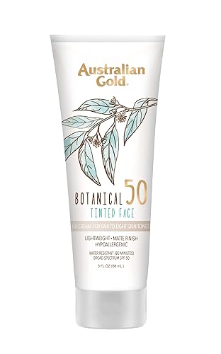 Australian Gold Botanical SPF 50 Tinted Face Sunscreen, Non-Chemical BB Cream, Water-Resistant, Matte Finish, Sensitive Skin, 3 FL Oz Beauty & Personal Care Australian Gold