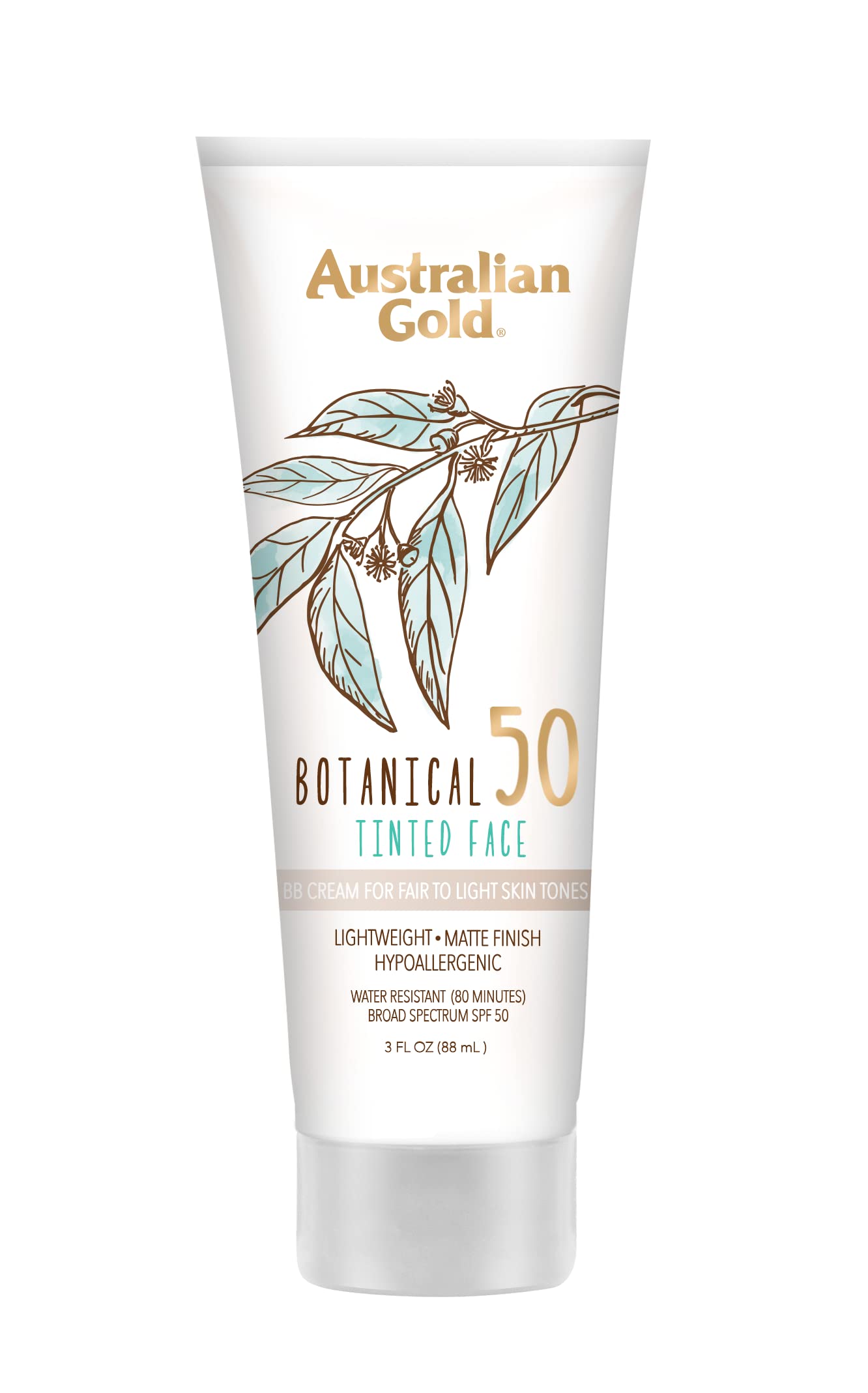 Australian Gold Botanical SPF 50 Tinted Face Sunscreen, Non-Chemical BB Cream, Water-Resistant, Matte Finish, Sensitive Skin, 3 FL Oz Beauty & Personal Care Australian Gold