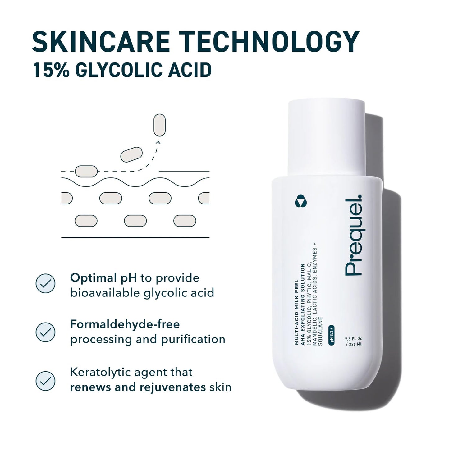 Prequel Skin Multi-Acid Milk Peel, Professional Exfoliating Solution. 15% Glycolic Acid Face Peel with Lactic Acid and Enzymes. Hydrating Chemical Beauty & Personal Care Prequel