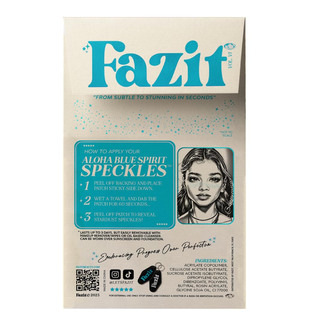 Fazit Aloha Blue Speckles - Glitter Freckle Makeup Patches - Shimmering Faux Freckles & Body Glitter - Waterproof, Long-Lasting Instant Glamour Beauty & Personal Care Fazit