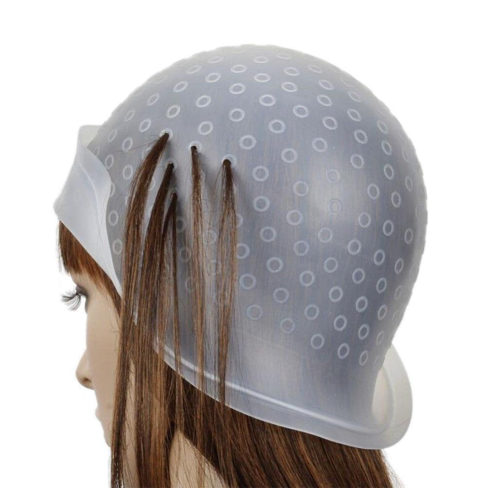 Reusable Silicone Hair Coloring Highlighting Cap Hair Dyeing Cap with Metal Hook for Hair Salon Tools Hairdressing Highlighting Kit (White) Beauty & Personal Care Petiy Beauty