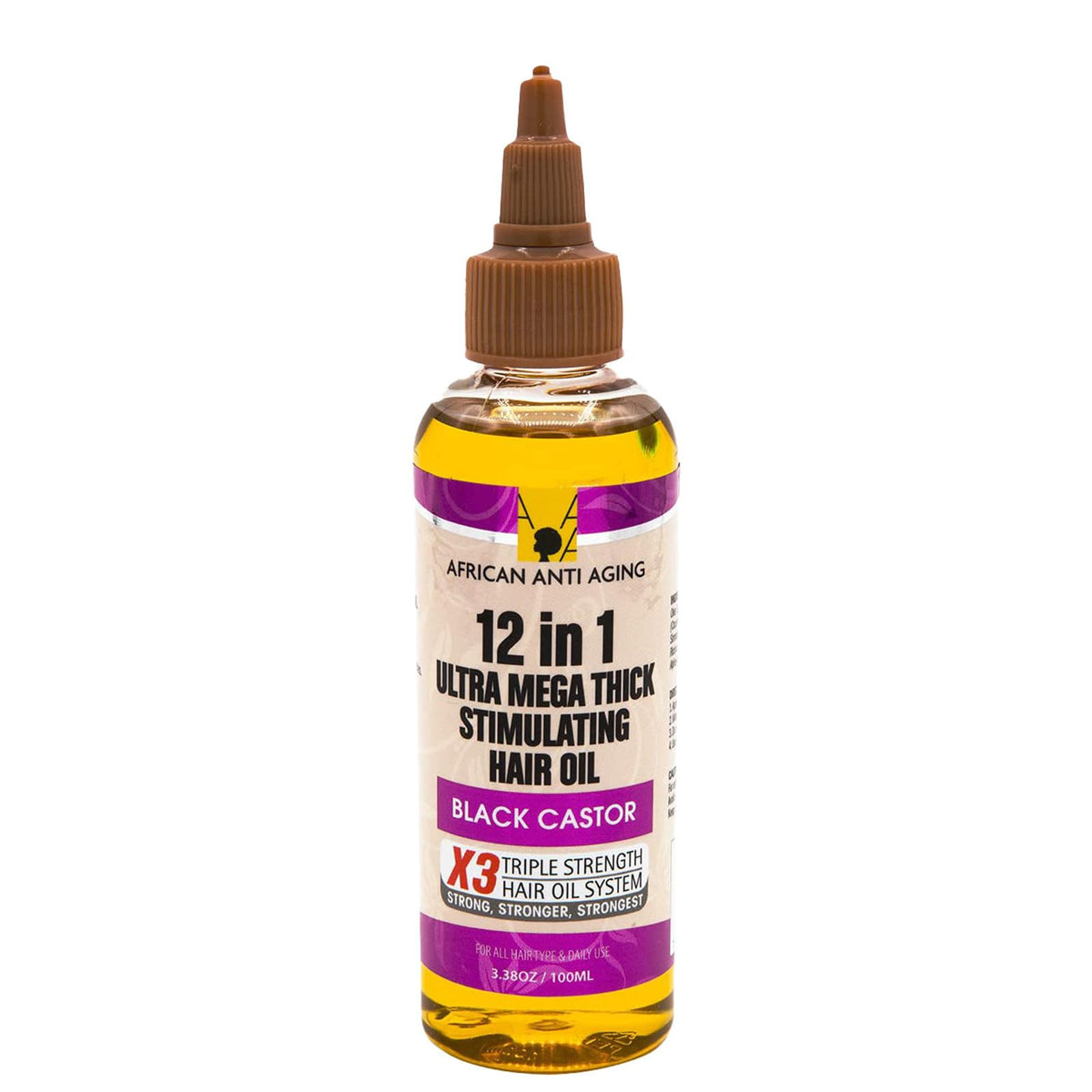African Anti Aging 12 in 1 Ultra Mega Thick Stimulating Hair Oil Black Castor 3.38 oz (Pack of 2)