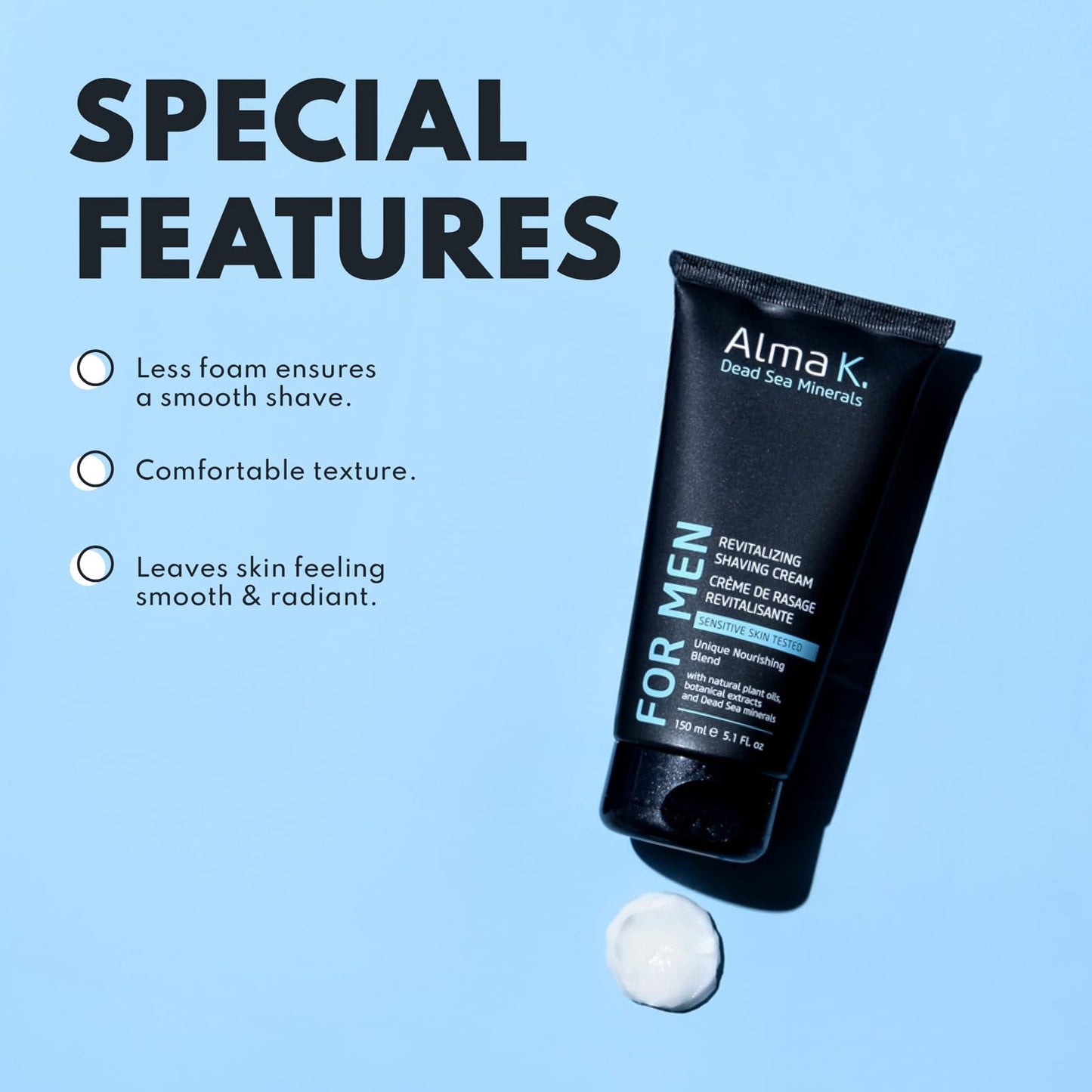 Alma K Revitalizing Shaving Cream - Nourishing and Calming Mens Shaving Cream with Dead Sea Minerals, Argan Oil - Gentle Shave Cream for Men - 5.1 oz Beauty and Personal Care ALMA K