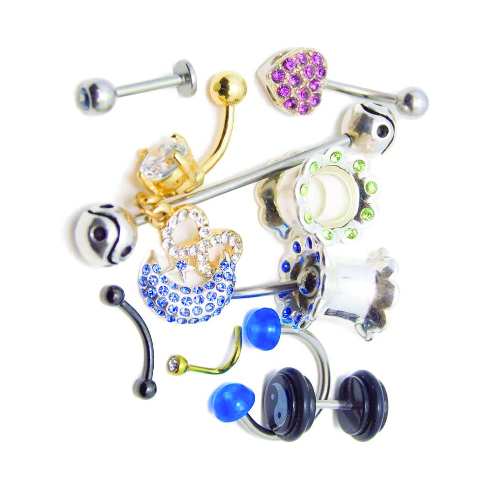 BodyJewelryOnline Randomly Picked Body Jewelry Pack [30 Pieces: Belly/Nose/Nipple/Tongue/Ear/Lip Rings], Mixed Styles/Designs Beauty & Personal Care BodyJewelryOnline