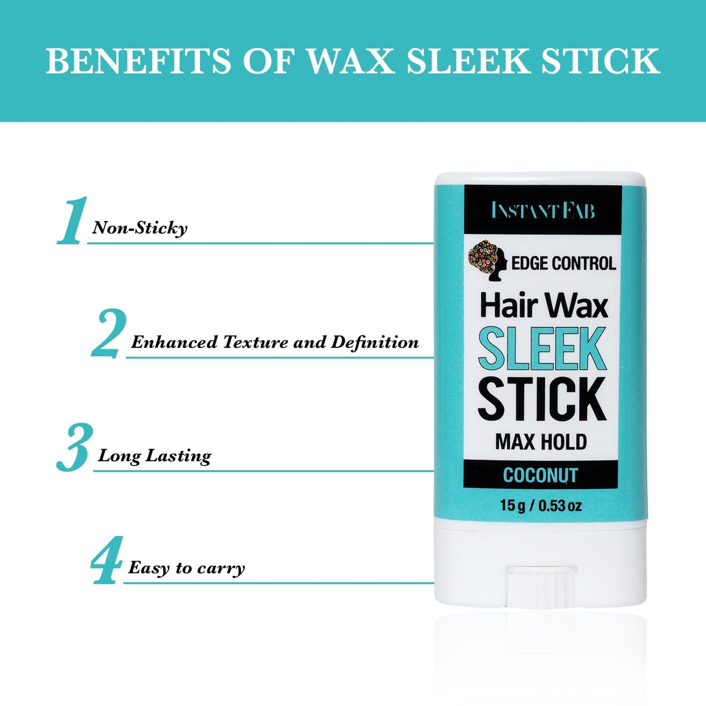 STUDIO LIMITED Instant Fab Edge Control Hair Wax Sleek Max Hold Styling Pomade, Non-greasy Coconut Scented Hair Wax (0.53oz/ 15g, 1 Pack) Beauty & Personal Care STUDIO LIMITED