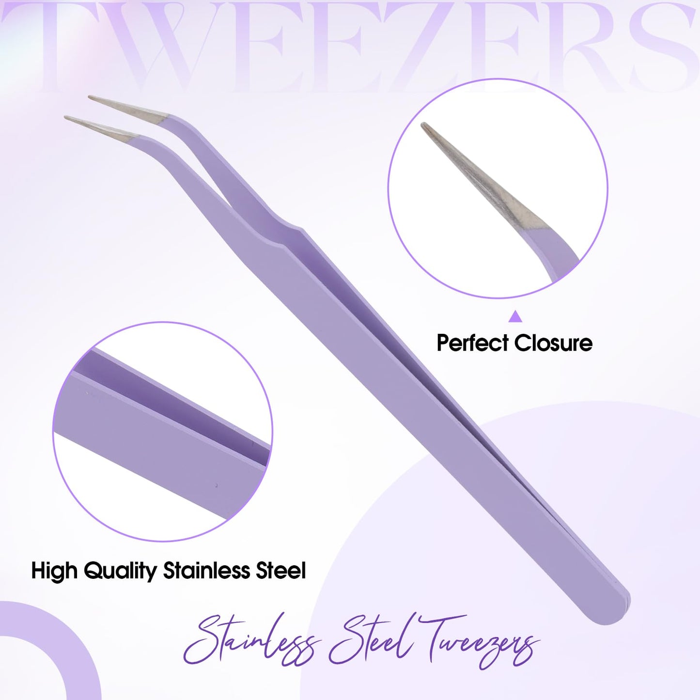 WENDY Lash Tweezers for Eyelash Extensions, Precision Fiber Stainless Steel Lash Applicator Tool for False Eyelashes, Precision Fiber Mega Volume Beauty and Personal Care WENDY LASHES