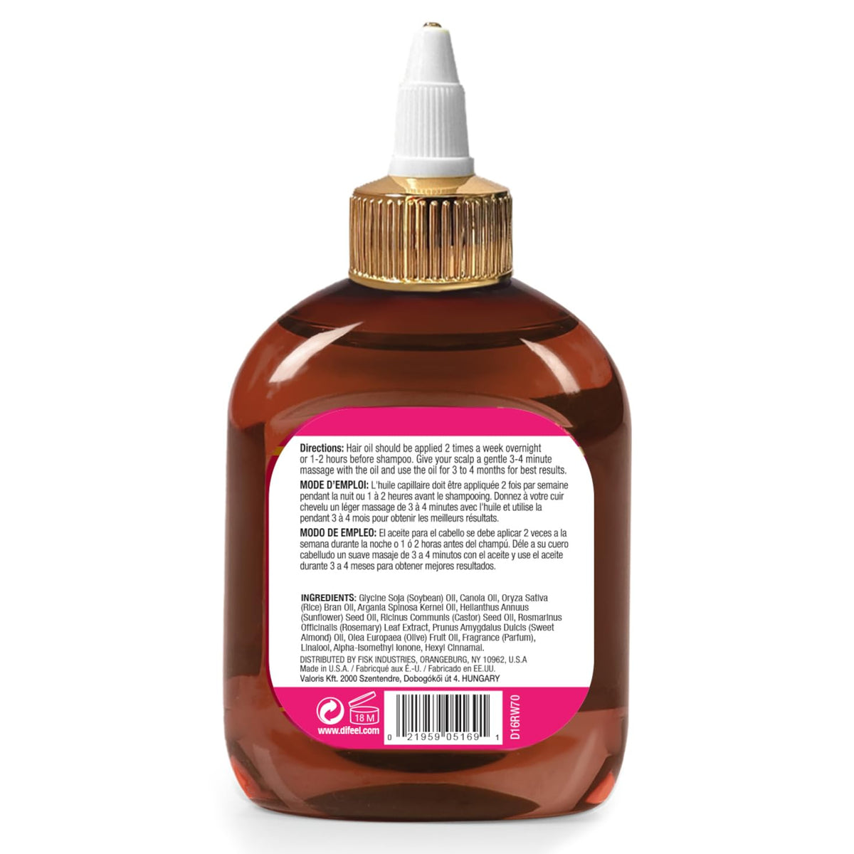 Difeel Rice Water Hair Oil Blend 7.1 oz. - Strengthening Rice Water Moisturizer for Hair