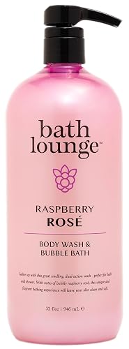 Bath Lounge Body Wash & Bubble Bath - Raspberry Rose 32 Fl Oz | Dual-Action Cleanser for Bath & Shower | Cleanses, Refreshes, Softens Beauty & Personal Care Bath Lounge