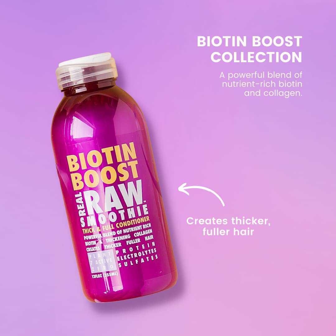 Real Raw Biotin Shampoo & Conditioner set - Add Volume + Body - No Water 100% Pure Aloe Juice & Coconut Water - Sulfate & Paraben Free, 12 Fl Oz (Pack Beauty & Personal Care Real Raw