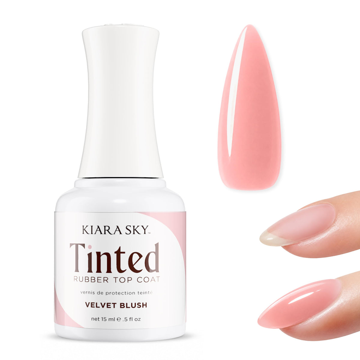 KIARA SKY Tinted Rubber Top Coat - 3-in-1 Gel Rubber Base, Color & No-Wipe Top Coat, Buildable Sheer, Chrome-Ready, 28+ Day Wear, LED Soak-Off