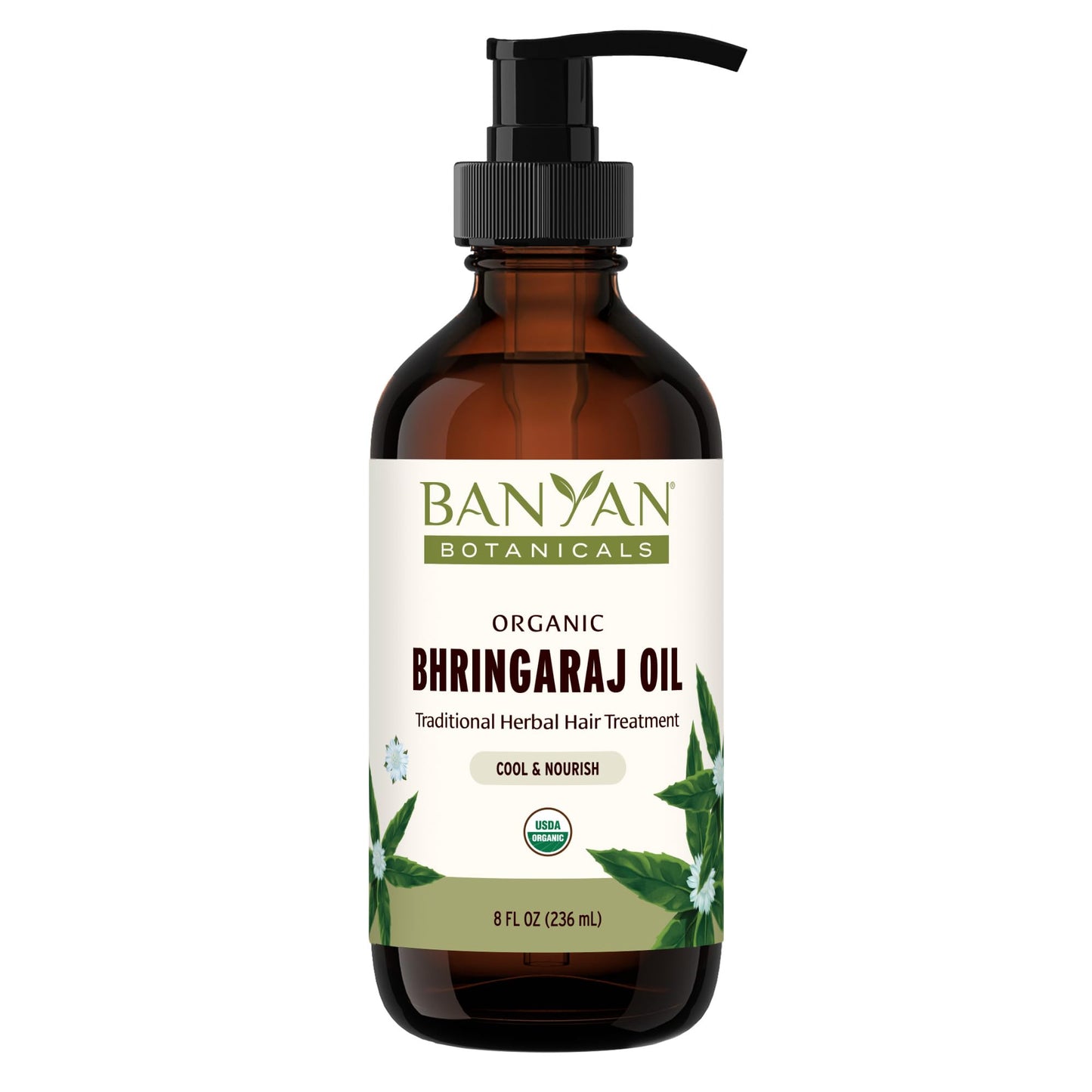 Banyan Botanicals Organic Bhringaraj Oil - Supports Healthy Hair Growth - Oil Made with Traditional Methods - 8 oz. - Non-GMO Sustainably Sourced Beauty & Personal Care Banyan Botanicals