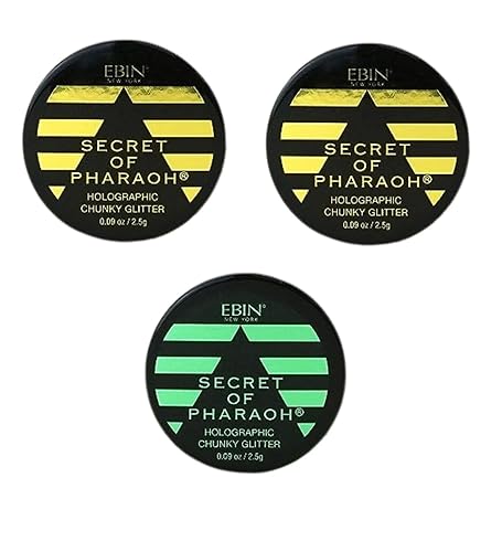 Glitter - Secret of Pharaoh Holographic Chunky Glitter - Gold Empire and Emerald Forest by EBIN NEW YORK Bundle - Shimmering, Iridescent for Face Beauty & Personal Care EBIN NEW YORK