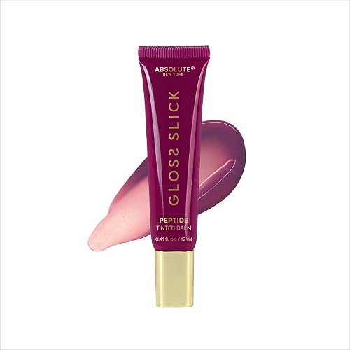 Absolute New York Gloss Slick Peptide Tinted Balm, Weightless and Non-Sticky, Soft Hydrated and Plump Lips (MLPT04 Raspberry Sorbet) Beauty & Personal Care Absolute New York