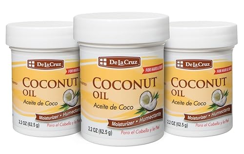 De la Cruz Coconut Oil - Expeller Pressed Coconut Oil for Skin and Hair - Natural Moisturizer for Skin and Hair - 2.2oz (3 Jars) Beauty & Personal Care De La Cruz