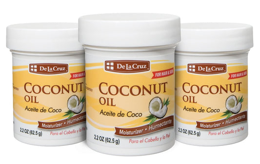 De la Cruz Coconut Oil - Expeller Pressed Coconut Oil for Skin and Hair - Natural Moisturizer for Skin and Hair - 2.2oz (3 Jars) Beauty & Personal Care De La Cruz