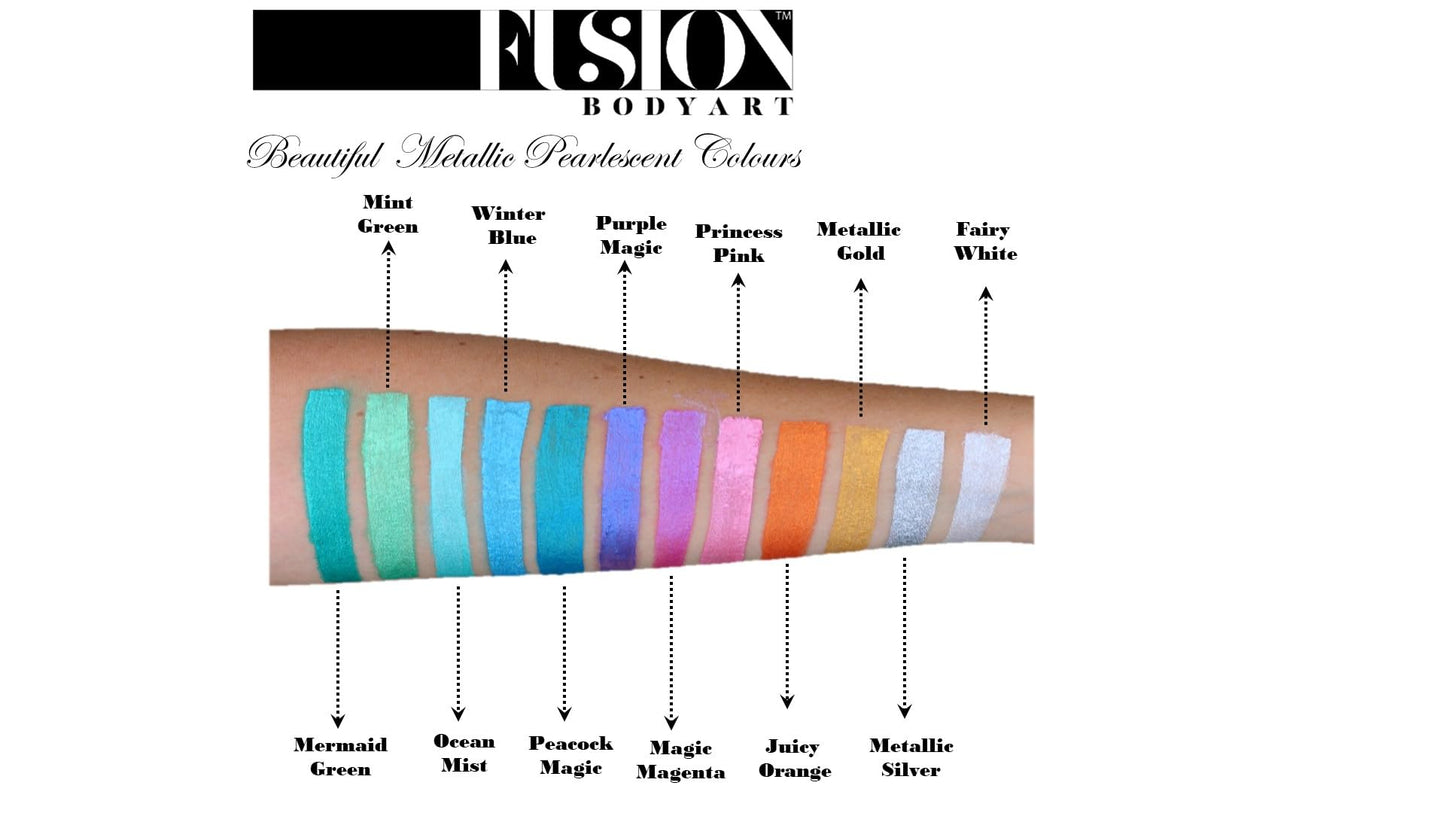 Fusion Body Art Pro Face Paint | Pearl Peacock Magic (25gm), Professional Quality Water Activated Shimmery Face & Body Paint Supplies Single Metallic Beauty & Personal Care FUSION BODY ART