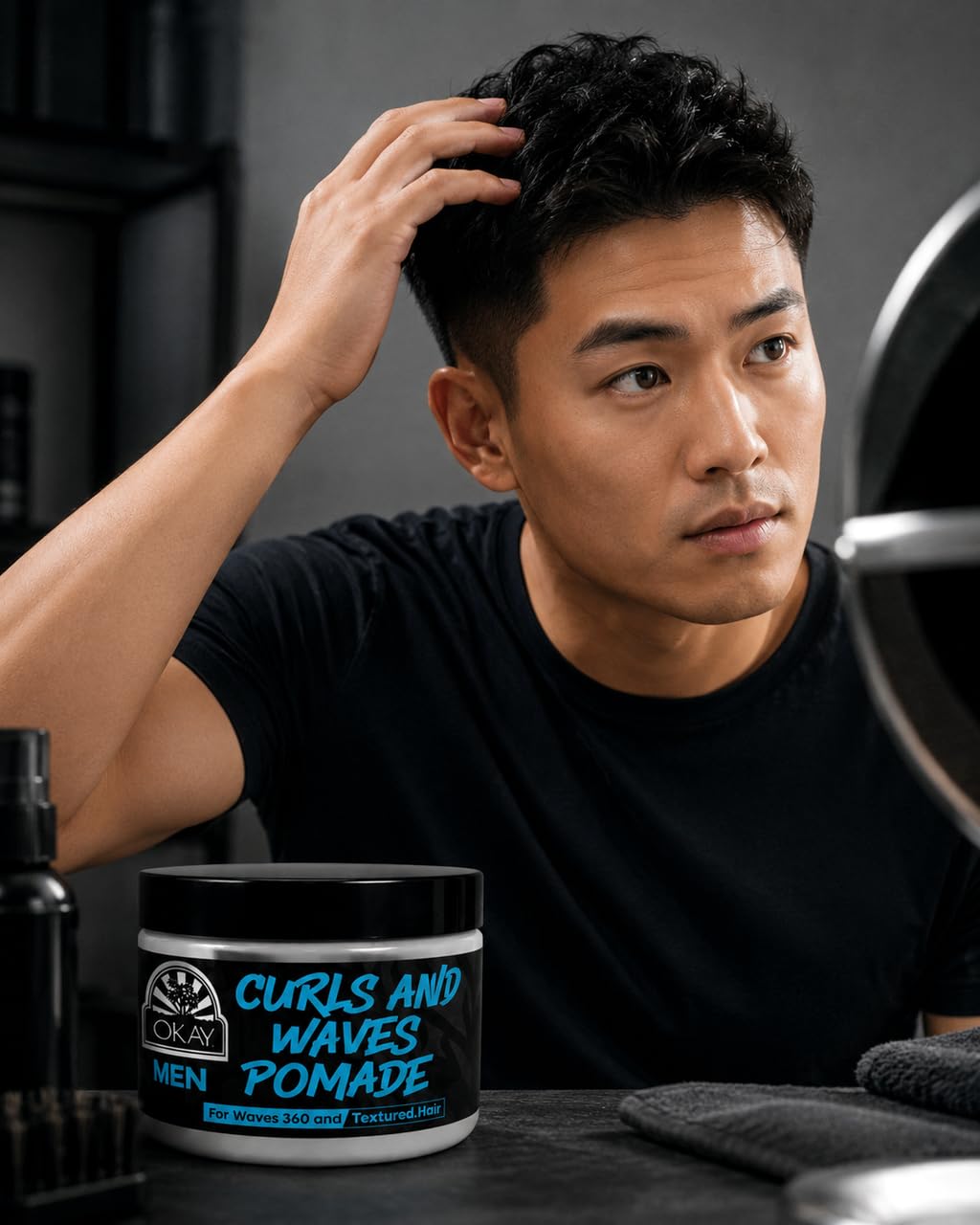 OKAY Men’s Curls & Waves Pomade 4 oz - Medium Hold Styling Pomade for Curly & Wavy Hair, Frizz Control, Moisturizing, Non-Greasy, Defines Texture Beauty & Personal Care OKAY