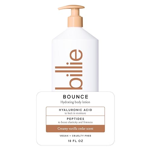 Billie Bounce Hydrating Women's Body Lotion, Vanilla Cedar Scent, with Hyaluronic Acid, 18 fl oz Beauty & Personal Care Billie