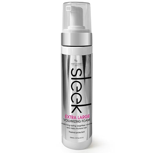 Hair Chemist SLEEK Extra Large Volumizing Foam 8 oz. - Natural Hair Volume & Thermal Protectant, Frizz Free Volumizing Foam Beauty & Personal Care Hair Chemist