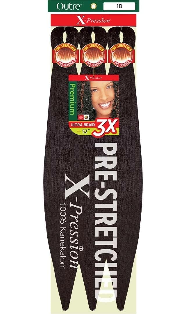 Outre X-Pression Pre-Stretched 6X Ultra Braid 52 (1B Off Black)