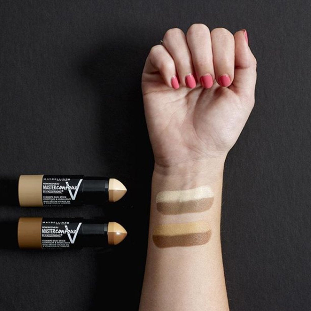 Maybelline New York Makeup Facestudio Master Contour V-Shape Duo Stick, Medium Shade Contour Stick, 0.24 oz Beauty & Personal Care MAYBELLINE