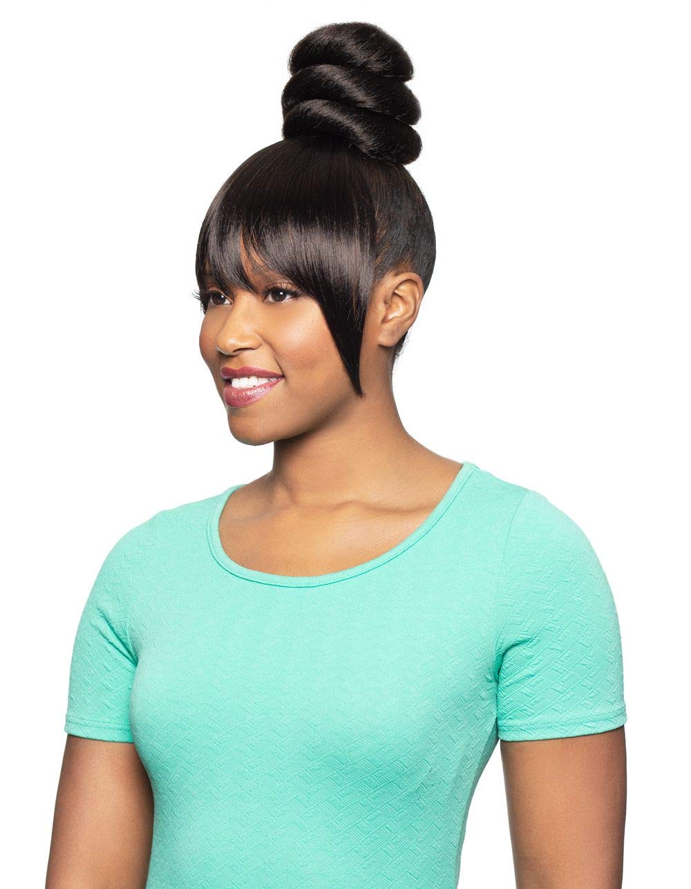 Alicia Beauty Foxy Silver Collections, Fusion High Heat Synthetic, 2 in I Dome with Bang Short Straight Style Hair Piece Drawstring, Instant