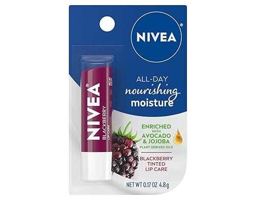 NIVEA Blackberry Lip Care, Tinted Lip Balm with Shea Butter, Nourishing Oils and Vitamin C & E, 3-in-1 Moisture, Repair (for Dry Lips) and Color, 0.17 Beauty & Personal Care NIVEA