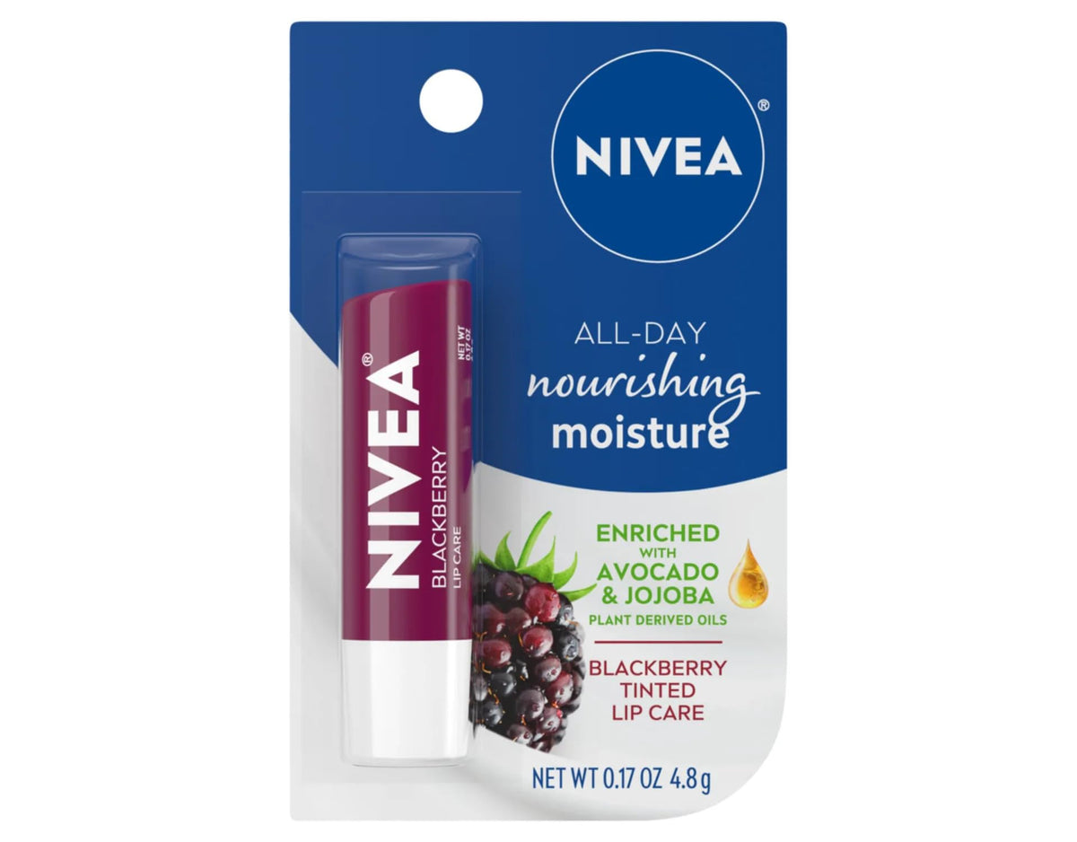 NIVEA Blackberry Lip Care, Tinted Lip Balm with Shea Butter, Nourishing Oils and Vitamin C & E, 3-in-1 Moisture, Repair (for Dry Lips) and Color, 0.17 Beauty & Personal Care NIVEA