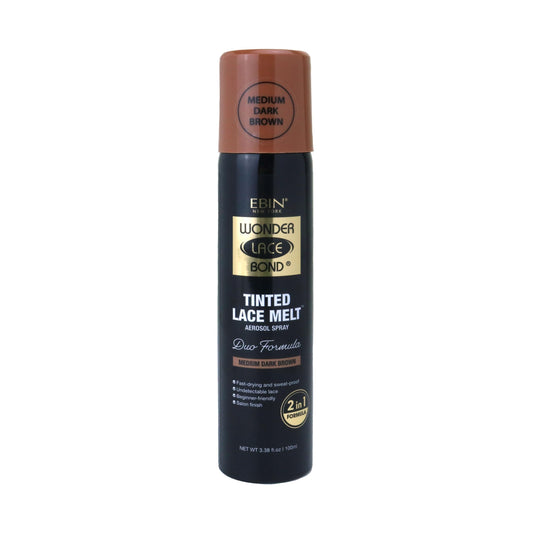EBIN NEW YORK Wonder Lace Bond Tinted Lace Melt Aerosol Spray - Medium Dark Brown 3.38oz/ 100ml - Quick Dry No Transfer Formula, Humid Resistant Beauty & Personal Care EBIN NEW YORK
