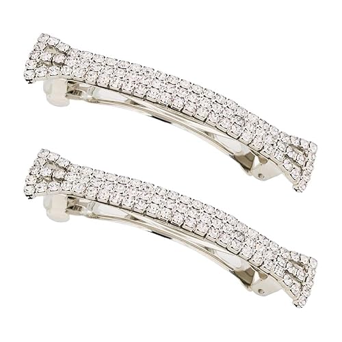 lasenersm Hair Clip, 2 Pieces Hair Accessory with Three Row Rhinestone Crystal, Hair Barrette Clip for Girls and Women, 2.75 in Length, Silver Beauty & Personal Care lasenersm