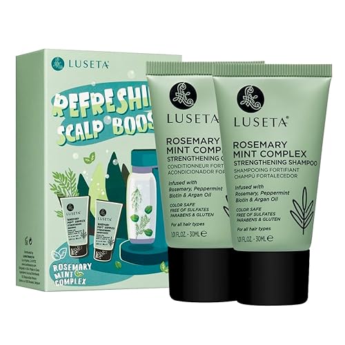 Luseta Rosemary Mint Tavel Shampoo and Conditioner Set Mini Size Strengthen and Nourish Thinning Hair Reduce Frizz for Women and Men 2 x 1.01oz Beauty & Personal Care L LUSETA