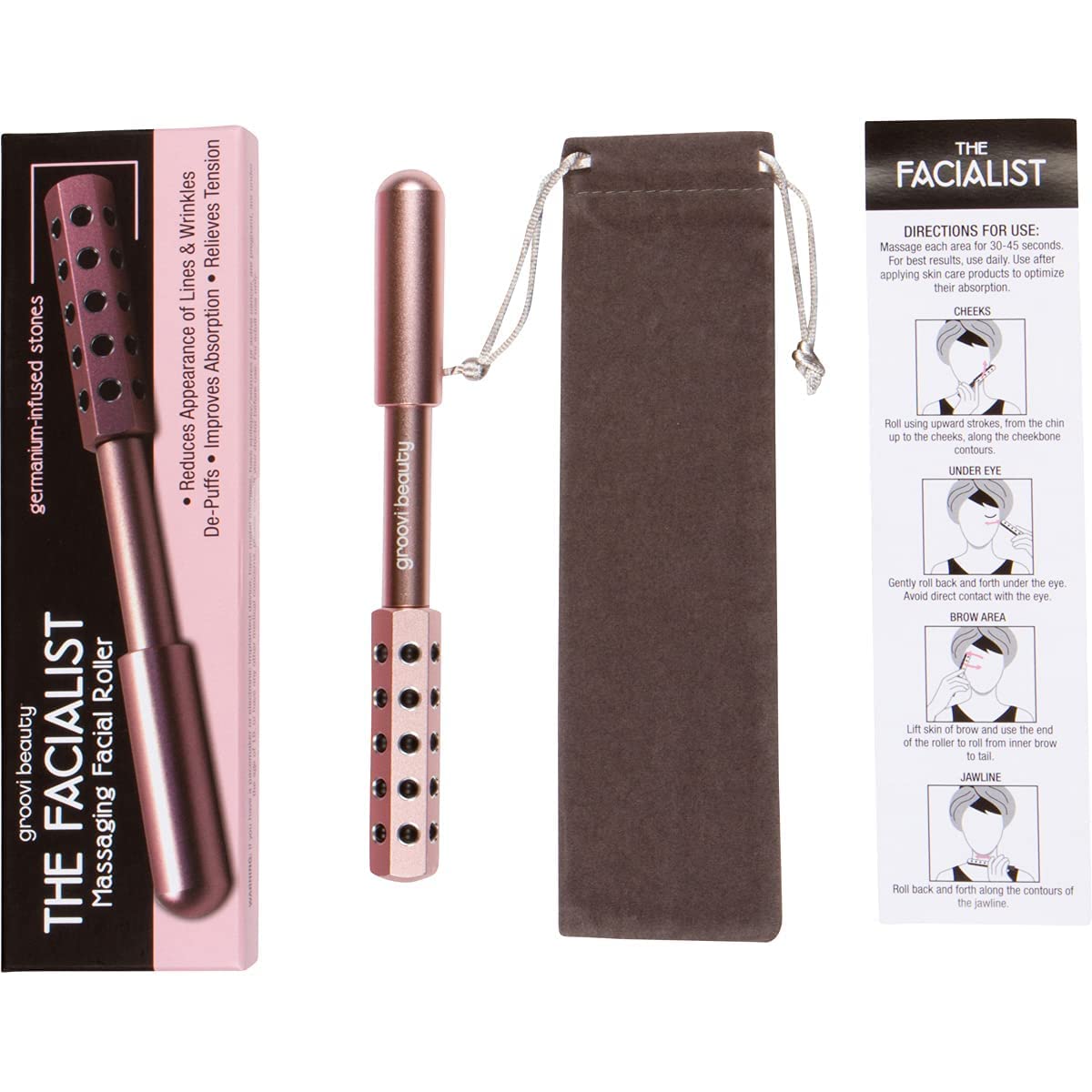 GROOVI BEAUTY Face Roller Massaging Stones Uplift Skin, Promote Lymphatic draining, Reduces fine Lines & Wrinkles, de-Puffs The Skin & Reduces Facial Beauty & Personal Care GROOVI BEAUTY