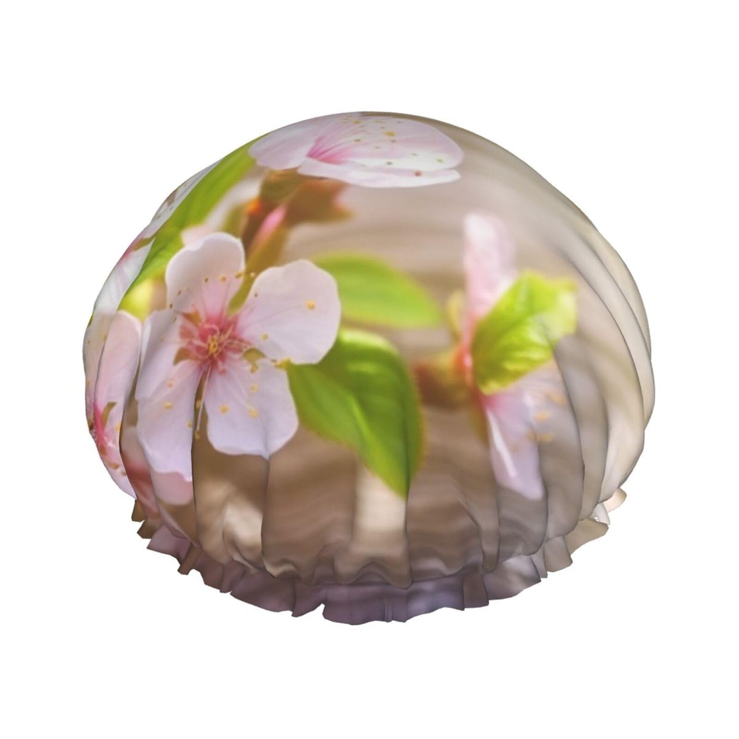 Spring and Flower Shower Cap for Women Men Large Reusable Shower Bonnet Double-Layer Waterproof Bath Caps Elastic Band Hair Hat for All Hairstyles Beauty and Personal Care BWLHJKE