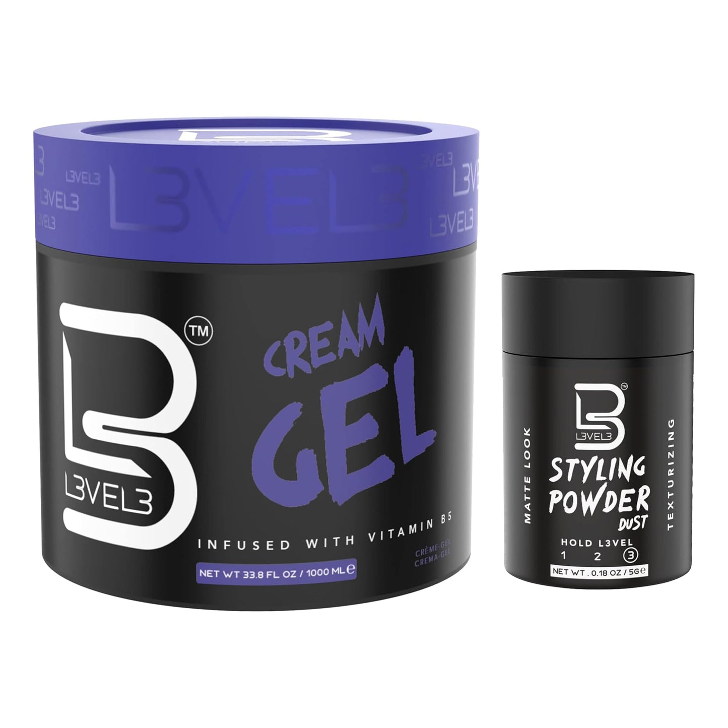 L3 Level 3 Cream Gel - Provides Volume and Medium Hold - With Vitamins to Nourish and Protect Hair Level Three Mens Hair Styling Cream (Sample Powder Beauty & Personal Care L3