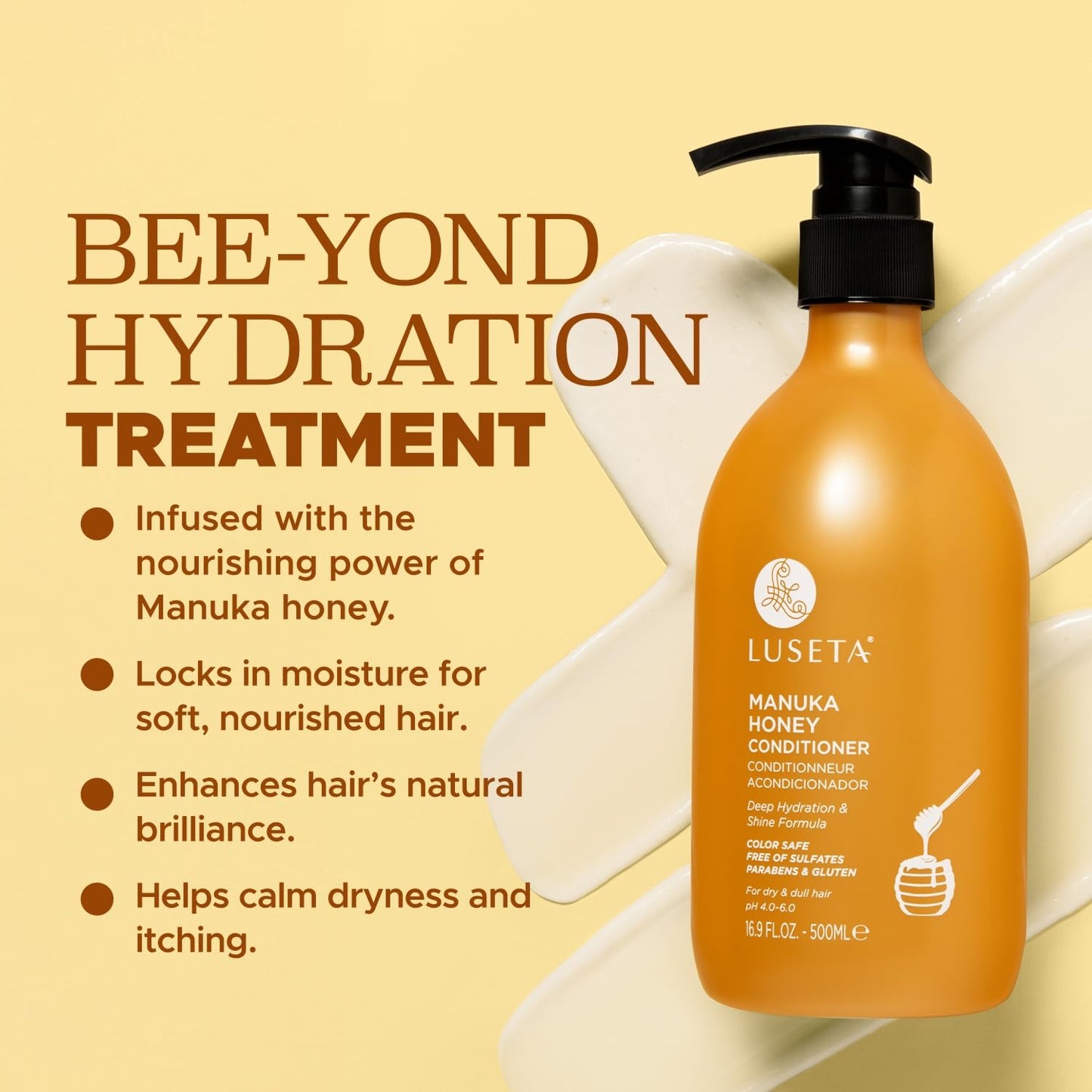 Luseta Manuka Honey Conditioner Hydrate & Repair for Dry and Dull Hair Adds Shine & Restore Softness Moisturizing for Damaged Hair 16.9oz Beauty & Personal Care LUSETA