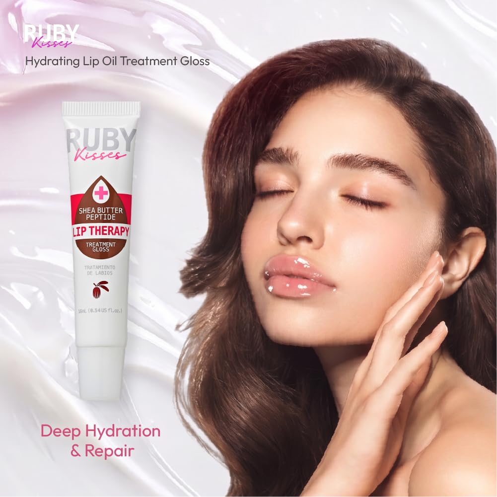 Ruby Kisses Hydrating Lip Oil Treatment Gloss with Peptides & Shea Butter (3 Pack), Moisturizing Natural Shine Lip Care Protects & Heals with Beauty & Personal Care Ruby Kisses