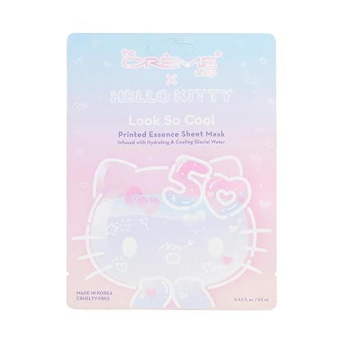 The Crème Shop x Hello Kitty Look So Cool Printed Essence Sheet Mask, Infused with Hydrating and Cooling Glacial Water, Korean Face Mask - 50th Year Beauty & Personal Care The Crème Shop