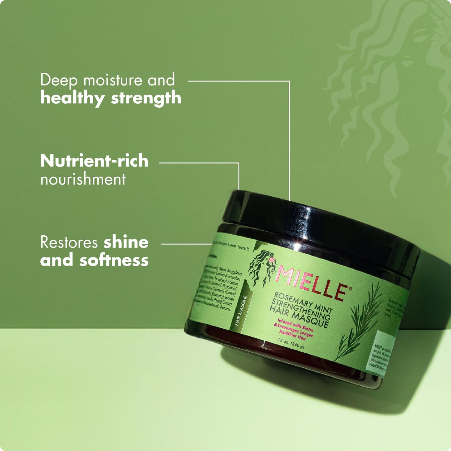 Mielle Organics Rosemary Mint Strengthening Hair Mask, Deep Conditioning Treatment Enriched with Biotin, Honey & Coconut Oil - Helps Encourage Longer Beauty and Personal Care Mielle Organics