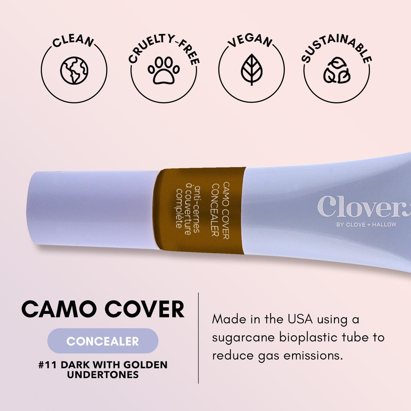 Clover Camo Cover Face & Under Eye Concealer Cruelty-Free & Vegan Natural Makeup Beauty & Personal Care Clover