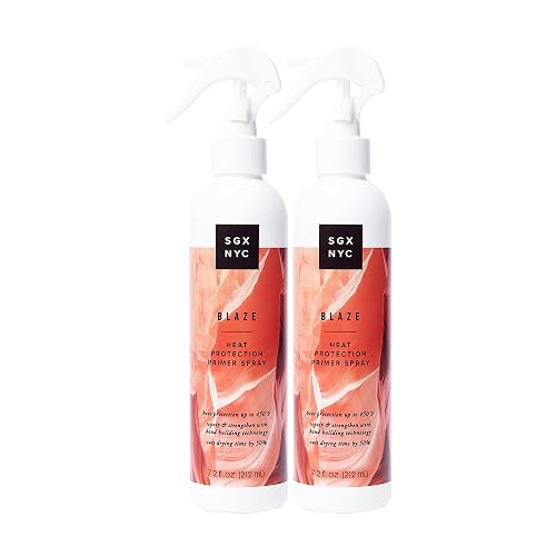 SGX NYC Blaze Heat Protection Primer Spray - Leave-In Heat Protection Spray for Hair - Infused with Ceramides - Revitalizes Damaged Hair - 2 pc Beauty & Personal Care SGX NYC