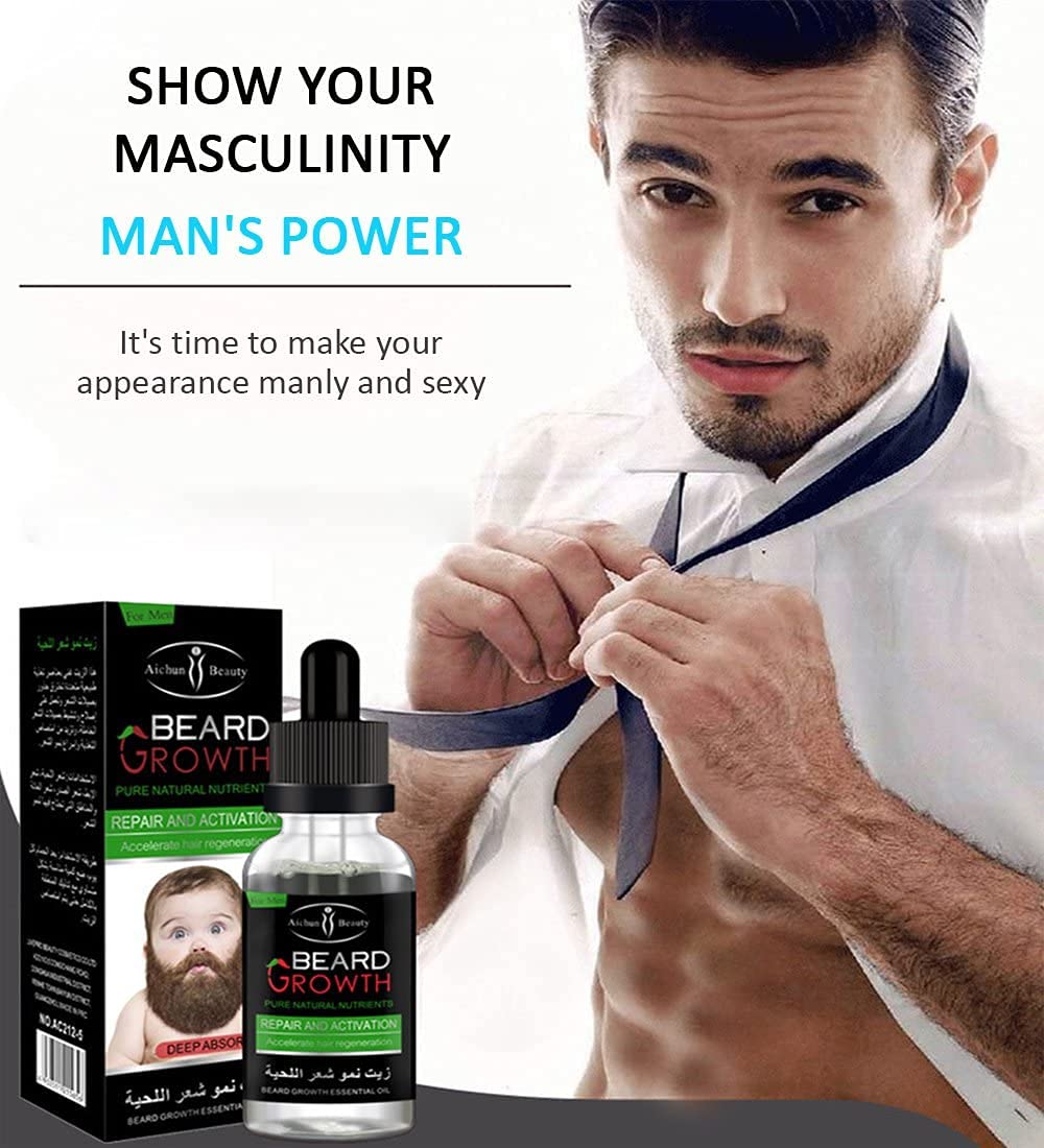 AICHUN BEAUTY Beard Oil Mustache Hair Pure Natural Nutrients Skin Cleansing Vitamins Grapefruit Seed Oil Ginger Andrea Hair 30ml Beauty and Personal Care AICHUN BEAUTY