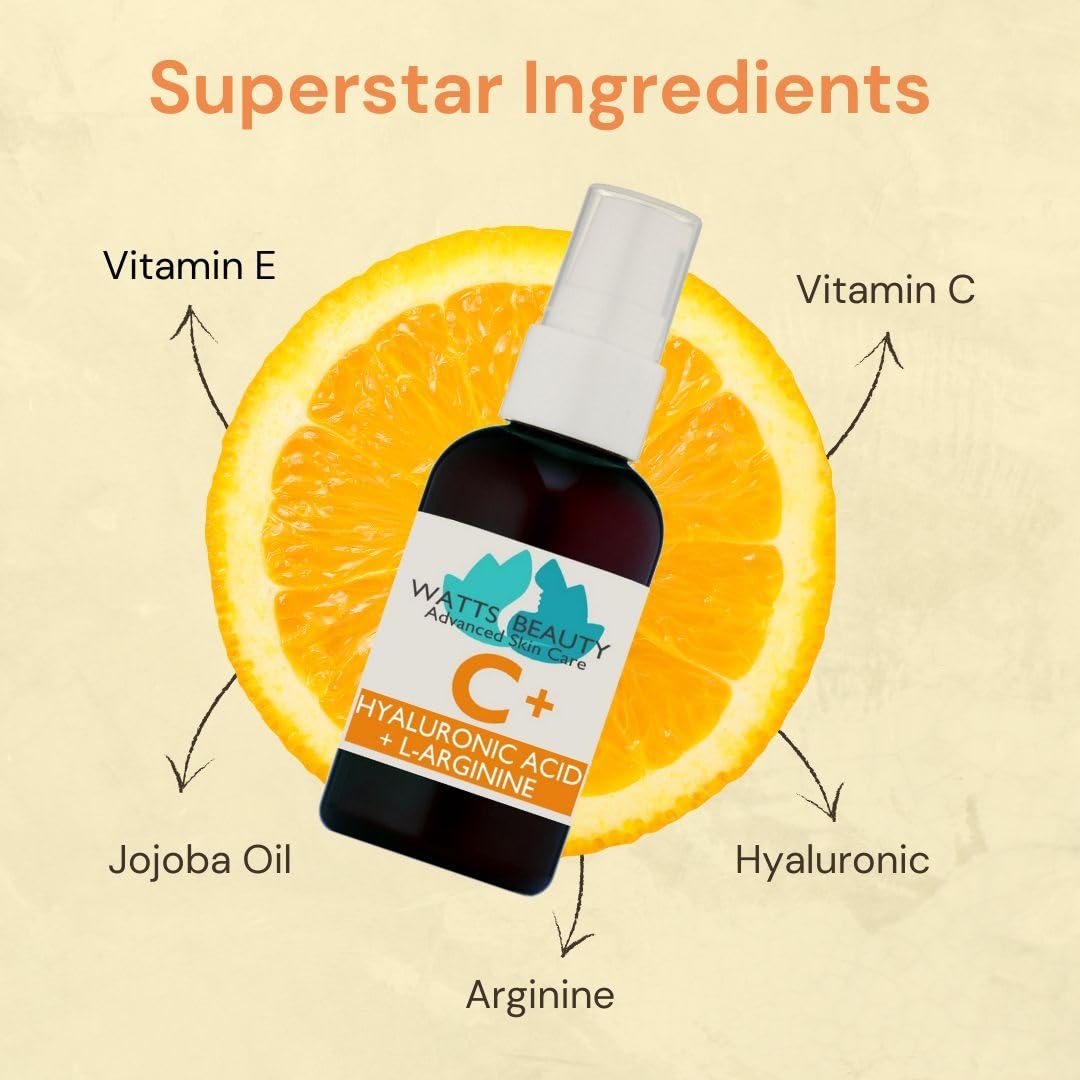 Watts Beauty Supercharged Vitamin C Serum with Moisturizing Hyaluronic Acid - Advanced Antioxidant Face and Body Serum - 4 oz Beauty & Personal Care Watts Beauty