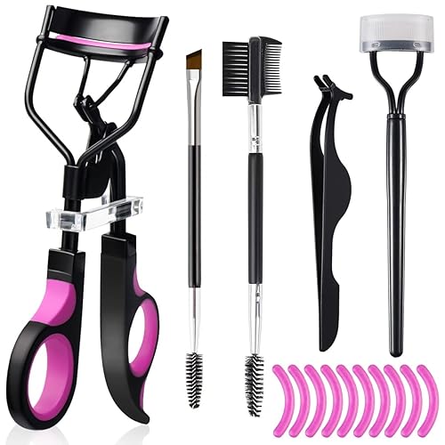 Eyelash Curlers Eyebrow Brush Kit for Women w Lash Curler, Eyelash Comb Seperator, Mascara Brushes, Eyelash Extension Tweezers, Angled Eyebrow Brush Beauty & Personal Care qiipii